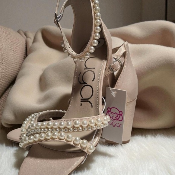 SUGAR sandals heels ankle‎ strap with pearls - Picture 3 of 5